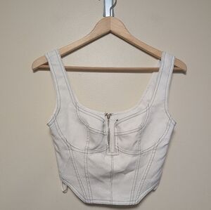 White Fox Boutique White Cropped Corset Tank Top – Size Small